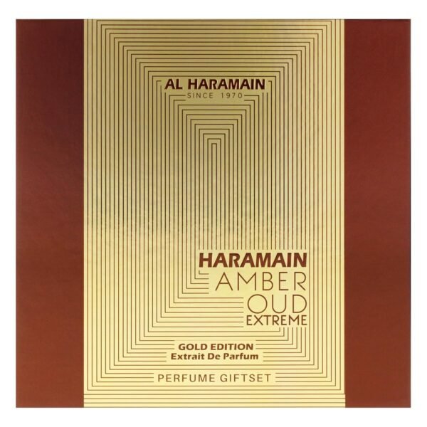 Al Haramain Amber Oud - Gold Edition Extreme for Unisex - 3 Pc Gift Set 2.5oz Extrait De Parfum Spray, 1oz Extrait De Parfum Spray, 6.6oz Body Spray - Image 6