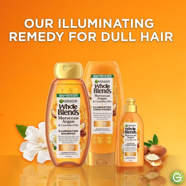 Garnier Whole Blends Moroccan Argan & Camellia Oils Illuminating Conditioner for Silky Shine, 12.5 Fl Oz, 3 Count (Packaging May Vary) - Image 4