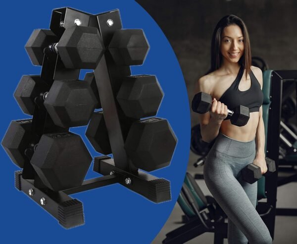 Hex Dumbbells Exercise & Fitness Weights Dumbbell for Women & Men (Choose Weight 5 lb, 10 lb, 15 lb, 20 lb, 25 lb, 30 lb, 40 lb) (3 Tier Dumbbells Rack) - Image 5