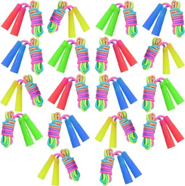 Elcoho 18 Pack Kids Rainbow Jump Rope Set Jumping Ropes Skipping Ropes for Kids Outdoor Fun, Party Favors, 7.2 Feet - Image 2