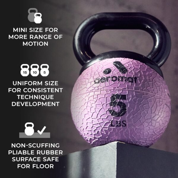 Aeromat Elite Mini Kettlebell Medicine Ball - Kettlebell Weight Balls for Exercise, 6" dia Weighted Exercise Ball, Training Kettlebells, Color-Coded - Image 3
