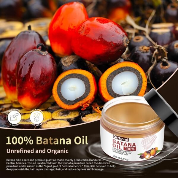 Batana Oil for Hair Growth, 100% Pure & Organic Batana Oil, Cold Pressed Traditional Palm Nut Oil, Unrefined Hair Growth Oil Prevents Hair Loss - Image 5