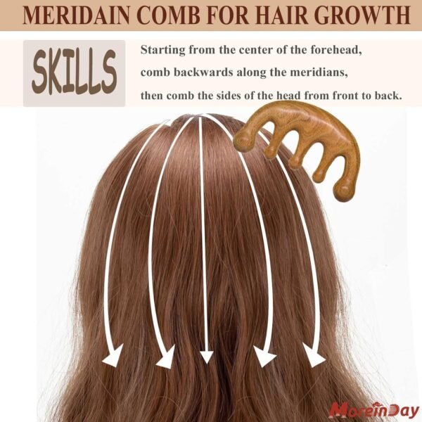 Wooden Scalp Massager for Hair Growth, Massage Comb Scalp Comb, Head Massager Scalp Relax, Gua Sha Comb for Women Men - Green Sandalwood Comb - Image 5
