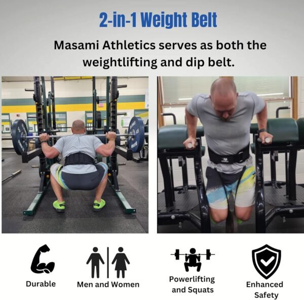 2-in-1 Weight Lifting Belt with Gloves - Self-Locking Weightlifting & Dip Set Belt with Rope & Gloves - Multi-Functional Belt for Lifting, Squats, Dips - Image 5