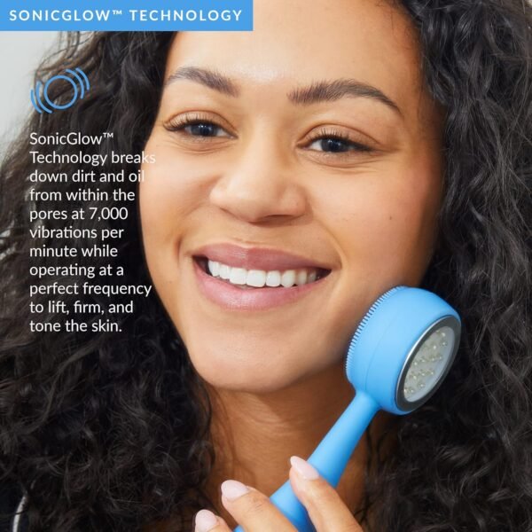 PMD Clean Acne - Smart Facial Cleansing Device with Silicone Brush & Acne-Fighting Blue Light Treatment - Waterproof - SonicGlow Vibration Technology - Eliminate Mild To Moderate Acne - Image 8