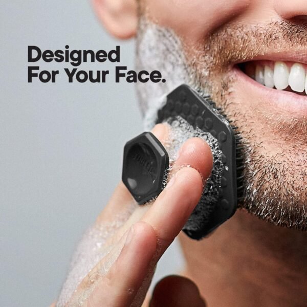 Tooletries - Men's Face Scrubber & Holder - Silicone Exfoliator Facial Cleansing Brush with Shower Storage Grip - Removes Dead & Dry Skin - Long Lasting Bathroom & Shower Accessories - Charcoal - Image 4