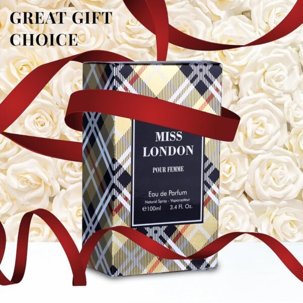 Miss London for Women Eau De Parfum - Honeysuckle, Rose, Jasmine, Peony - Elegant Blends with Floral, Citrus & Woody Note - Fresh & Feminine Scent - 100ml Bottle for Daily Wear & Special Occasions - Image 8
