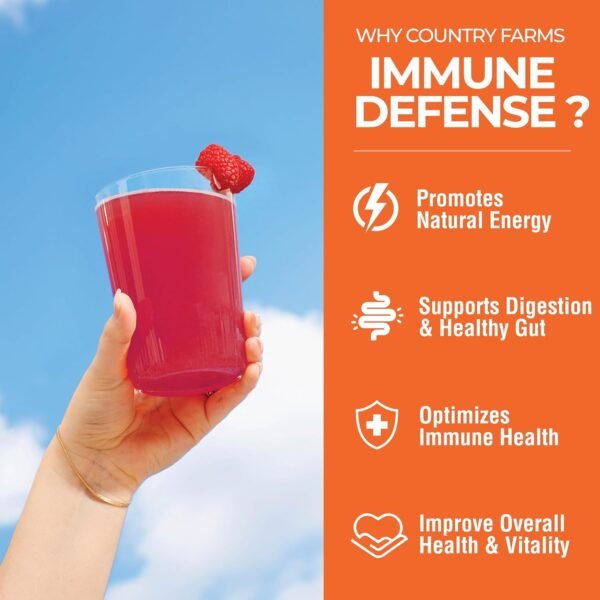 COUNTRY FARMS Immune Defense Superfoods, Immune Support Supplement, Vitamin C with Black Elderberry, Echinacea, Turmeric, Supports Hydration, with Probiotics and Prebiotics, Berry Flavor, 40 Servings - Image 5