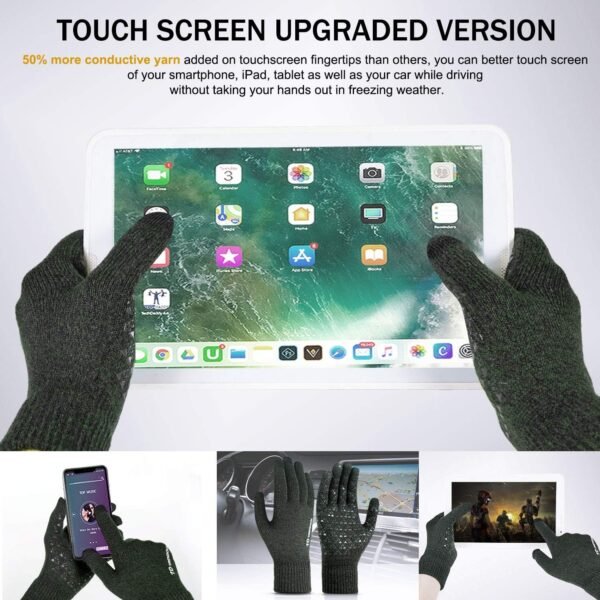 TRENDOUX Winter Gloves for Men Women - Upgraded Touch Screen Cold Weather Thermal Warm Knit Glove for Running Driving Hiking - Image 3