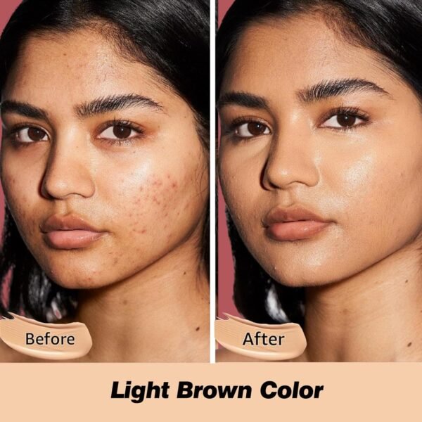 CC Cream Foundation Mushroom Head Air Cushion Face Makeup Moisturizing Concealer Waterproof Oil Control Long-Lasting Nude Makeup Even Skin Tone for All Skin Types (Light Brown) - Image 3