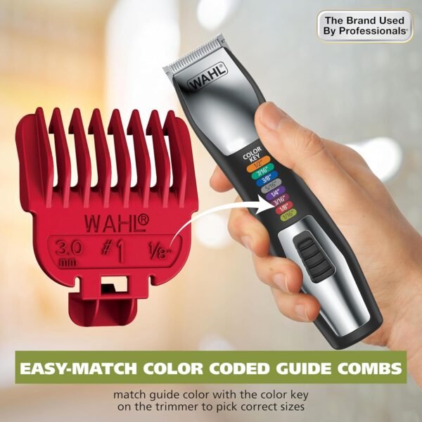 Wahl Color Pro All in One Rechargeable Cordless Color Coded Beard Trimmer with Detail Eyebrow Trimmer and Rotary Nose Hair Trimmer for Men- Model 3025945 - Image 3