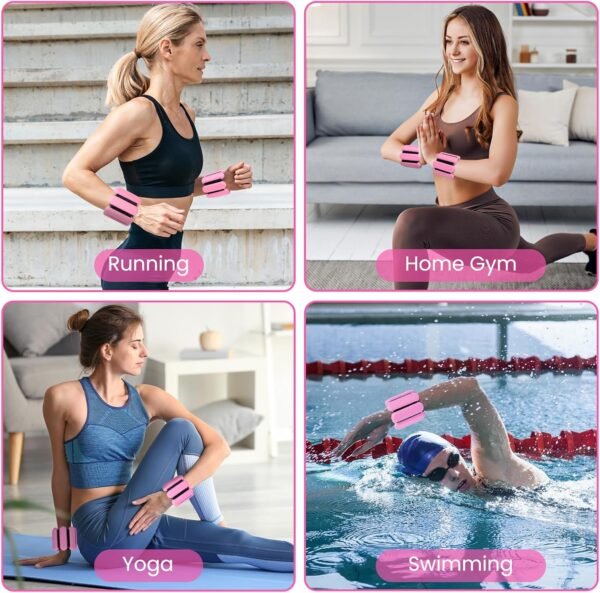 Ankle Weights for Women Men kids, Adjustable Silicone Wrist Weighted Bracelet for Wearable Arm & Leg Weights Set for Walking, Yoga, Swimming, Cardio, Aerobics, Gym Set of 2 (1Lb Each) - Image 7