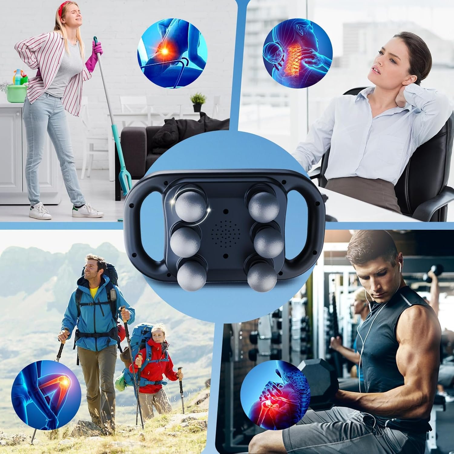 Massage Gun Percussion Electric Massager Gun Deep Tissue 6-Head Handheld Pulse Fascia Gun Tool Muscle Pain Relief for Back, Leg, Neck, Body for Families and Friends - Image 7