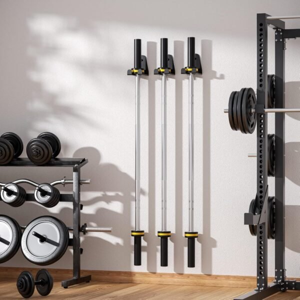 Olympic Barbell Hanger,Garage Gym Bar Wall Rack,Vertical Barbell Mount Rack,Black Powder Coated,Space Saving Commercial or Home Gym Accessory,Holds Under 33mm Bar Size - Image 7
