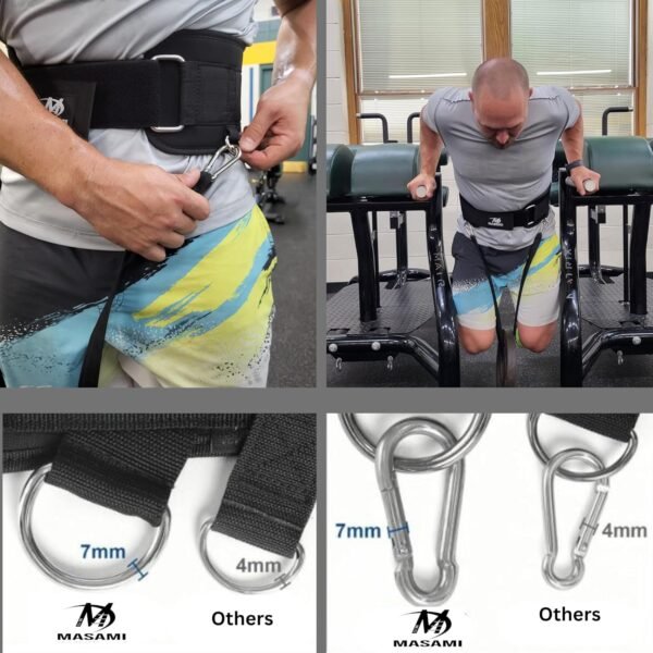 2-in-1 Weight Lifting Belt with Gloves - Self-Locking Weightlifting & Dip Set Belt with Rope & Gloves - Multi-Functional Belt for Lifting, Squats, Dips - Image 3