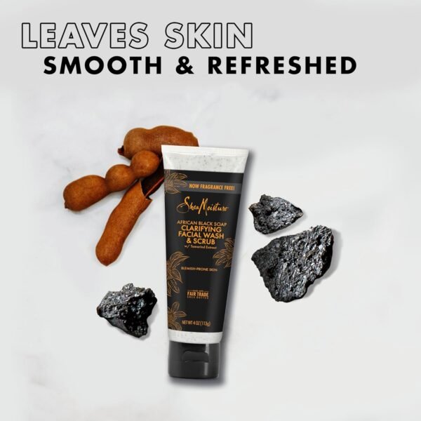 SheaMoisture Facial Wash and Scrub African Black Soap for Blemish Prone Skin to Clarify Skin 4 oz - Image 6