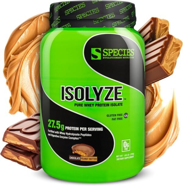 Species Nutrition Isolyze Whey Protein Powder, 100% Whey Isolate for Muscle Building, 27.5g Protein Per Scoop, No Sugar & Low Fat (Chocolate Peanut Butter, 22 Servings) - Image 2