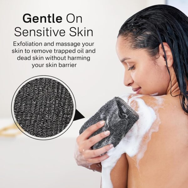 Yiclick Exfoliating African Net Sponge - Exfoliating Body Scrubber Exfoliator, Exfoliating Washcloth Towel, Exfoliate Rags Wash Cloth Loofah Sponge for Body Scrub, Back Scrubber (Black) - Image 4