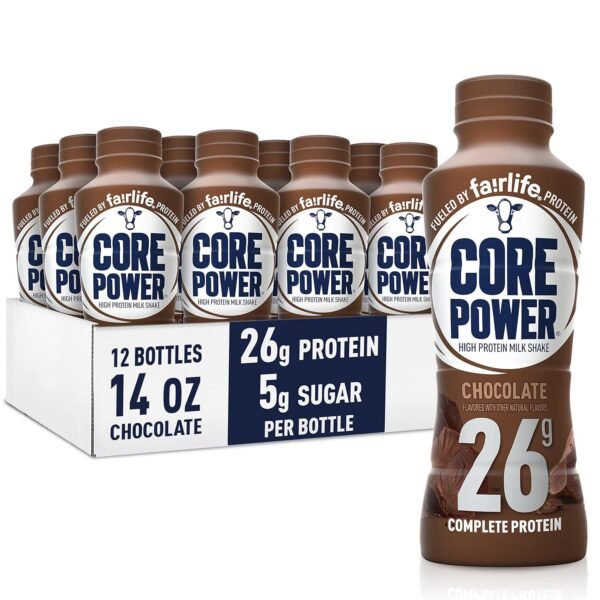 Core Power Protein Shake, Chocolate, 26g Bottle, 14oz, 12 Pack - Image 2