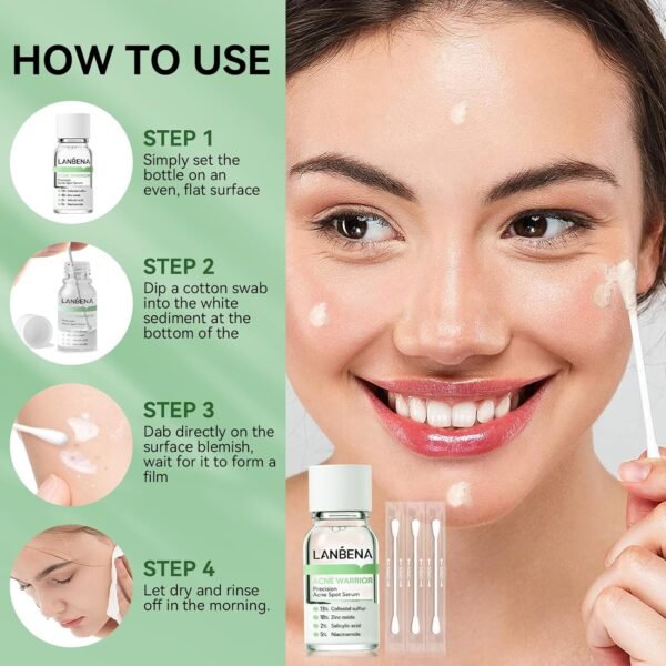 LANBENA Precision Acne Spot Serum, Acne Drying Lotion, Overnight Acne Treatment For Face, Dry Out Pimples, Blemishes, Zits And Clean Pores, 0.42 Fl Oz - Image 9