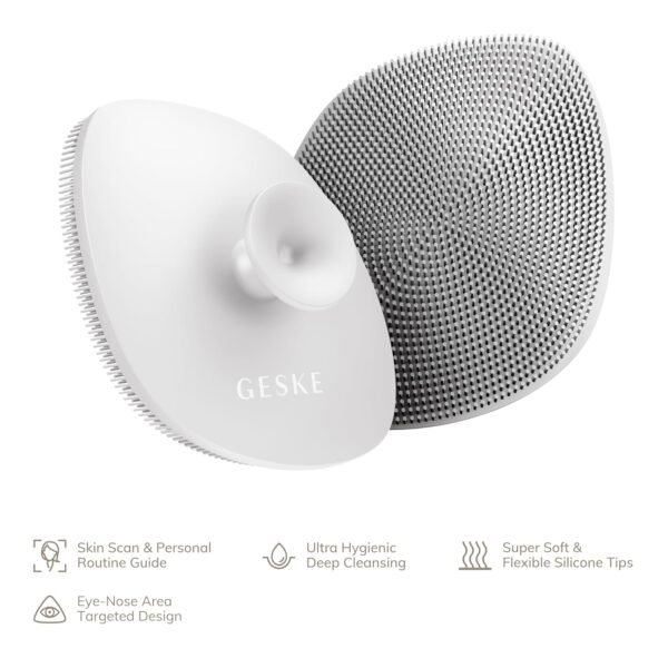 GESKE SmartAppGuided™ Facial Brush | 4 in 1 | Professional Facial Cleansing Brush with Handle | Skin Cleansing Soft Silicone Facial Brush | Routine Skincare | Gentle Cleansing | Facial Cleanser - Image 5