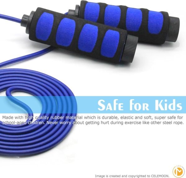2-Pack Lightweight 9 Feet Adjustable Cable Kids Jump Rope with Anti-Slip Foam Grip Handles and Storage Bag BLUE & YELLOW - Image 6
