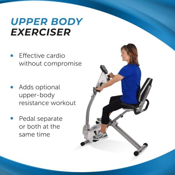 Stamina Recumbent Exercise Bike with Arm Workout - Fitness Bike with Smart Workout App - Recumbent Exercise Bike for Home Workout - Up to 250 lbs Weight Capacity - Image 6