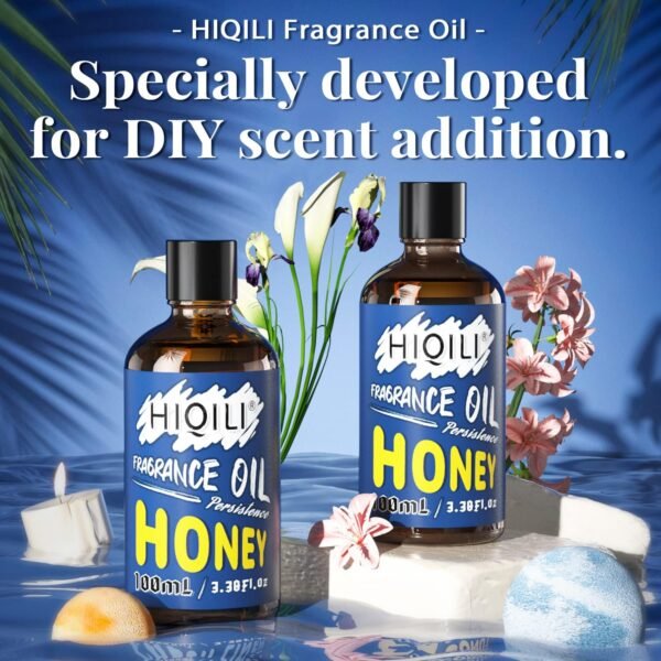 HIQILI Honey ​Essential Oil 100ml - Long Lasting Perfume for Aromatherapy, Sweet Scent Fragrance Oil for Home Diffuser, Laundry Kitchen Bedroom, DIY Candle Soap Perfume Lotion Making 3.38 Fl Oz - Image 7