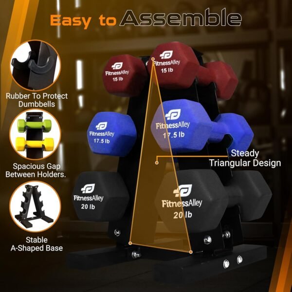 Dumbbells Storage Rack Neoprene Dumbbells Weight Rack - 2.0MM Thickness Weight Organizer Stand for Home Gym - Easy Assembly - Image 4