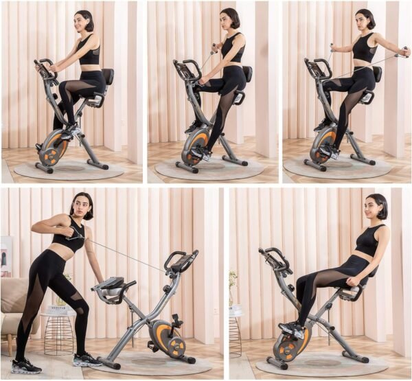 leikefitness Folding Stationary Bike Recumbent Exercise Bike w/Arm Resistance Bands-Pulse Sensor-LCD Monitor and Easy to Assemble Indoor Cycling Bike 2280 - Image 5