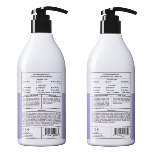 Biotin & Collagen Shampoo & Conditioner Set, Hair Growth Thickening, Repair Dry, Damaged Hair Set, Infused with Vitamin B7 & Argan Oil, Sulfate, Parabens and Gluten Free, 2 x 16.9 Fl Oz - Image 10