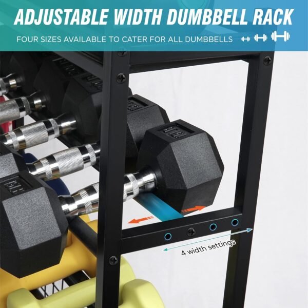 STUFFSTASH Dumbbell Rack, Heavy Duty Weight Rack for Home Gym with Extra Strong Sheet Steel Shelf and Base, Home Gym Storage Weight Rack for Home Gym Dumbbells, Kettlebell Rack, Yoga Mat Storage Rack, Weight Plate Storage - Image 4