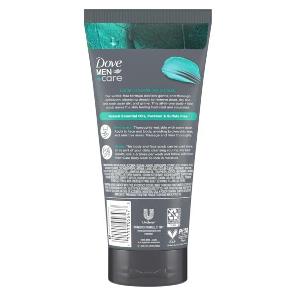 Dove Men+Care Eucalyptus Body and Face Scrub Deeply Exfoliates for Hydrated & Nourished Skin 100% Gentle Cleanser, No Sulfate Cleansers or Parabens - Image 3