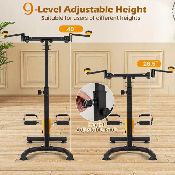GYMAX Pedal Exerciser for Seniors, Hand Arm Leg and Knee Folding Pedal Exercise Bike with Adjustable Handgrip, Resistance and Height, Home Indoor Fitness Equipment for Rehabilitation - Image 5