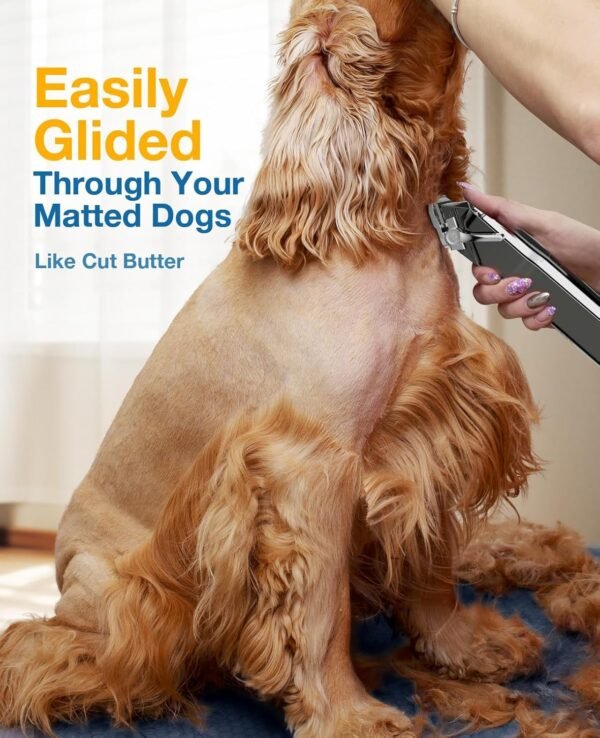oneisall Dog Clippers for Grooming for Thick Heavy Coats/Low Noise Rechargeable Cordless Pet Shaver with Stainless Steel Blade/Waterproof Dog Shaver for Dogs Pets and Animals (Sliver) - Image 3