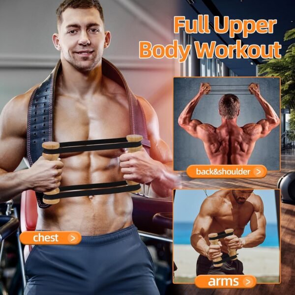 Rip Stick Upper Body Workout Equipment, 8PCS Adjustable Resistance Bands with Wooden Handles, Training Home Gym，Portable Exercise Equipment - Image 5