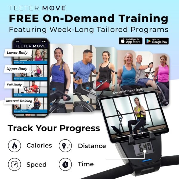 Teeter FreeStep Recumbent Cross Trainer Stepper, Zero-Impact Exercise Bike Alternative w/Patented Physical Therapy Stride, Up to 350lb, Free App w/Trainer Workouts - Image 7