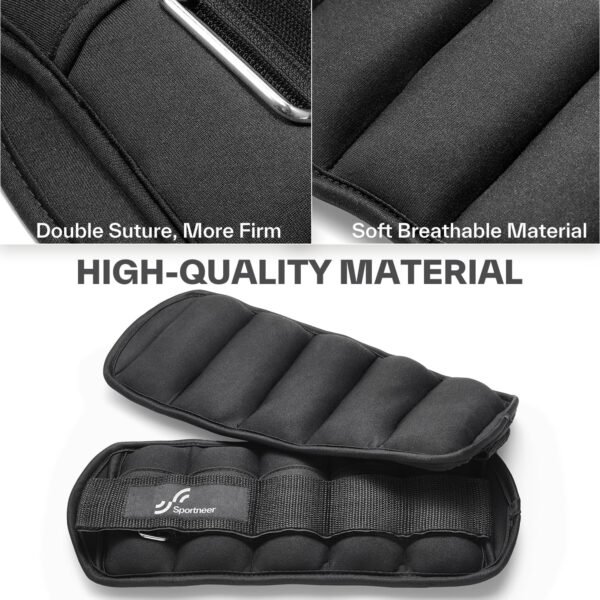 Sportneer Adjustable Ankle Wrist Weights for Men Women Kids, Adjustable Leg & Cuff Weight Straps for Fitness, Walking, Running, Aerobics, Yoga, Gym | 2 lbs for Each Ankle, 1 Pair Total Weight 4 lbs - Image 4