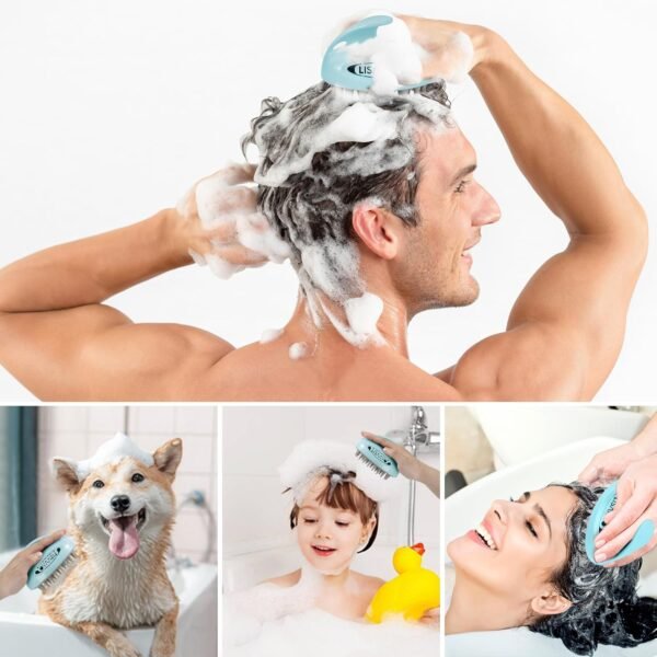Hair Massager Scalp 3 in1 Scalp Scrubber Silicone Scalp Massager with Three Bristles-Soft, Medium and Hard Scalp Massager Brush For Men Women and Pets,Blue - Image 7