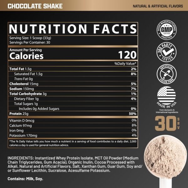 Nutrex Research IsoFit Chocolate Whey Isolate Protein Powder 100% Whey Protein Isolate | Muscle Recovery, Naturally High EAAs | Fast Absorbing, Easy Digestion | (Chocolate Shake 2lbs 30 Servings) - Image 8