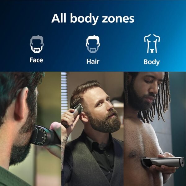 Philips Norelco Multigroom 9000 Series, All-in-One Trimmer, Beard Trimmer and Hair Clipper, 25-Piece/27-Length Men's Grooming Kit for Beard, Face, Nose, Ear and Body, Travel Kit, MG9522/50 - Image 4