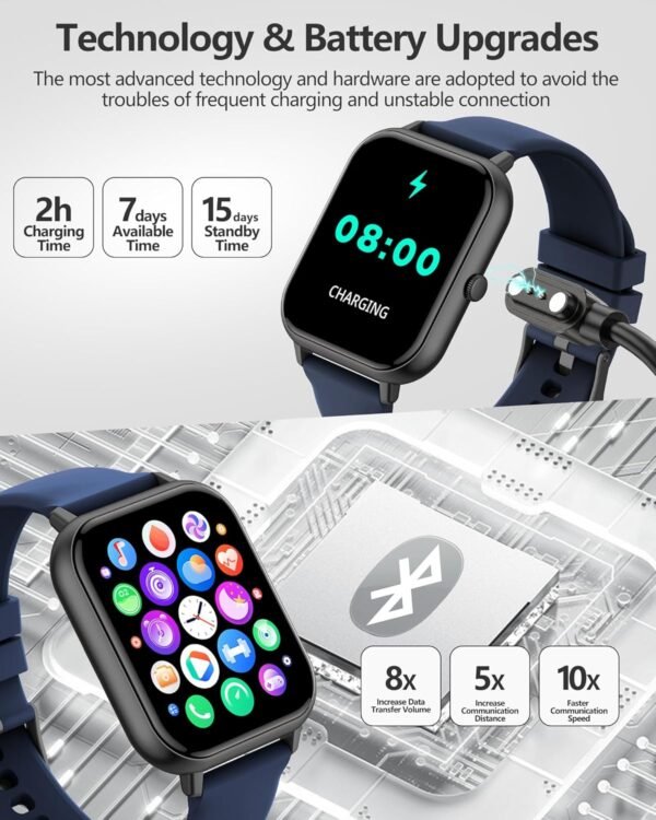 Smart Watch for Men Women, 1.83" HD Fitness Tracker with Answer/Make Calls, Heart Rate/Blood Oxygen/Sleep Monitor, Pedometer, Calories, 120+ Sports Mode, IP68 Waterproof Fitness Watch for Android iOS - Image 8