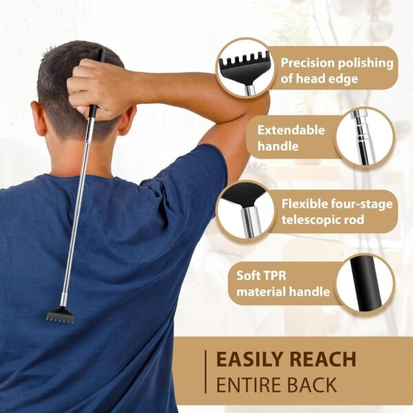 Head Massager 28 Fingers Scalp Massager Head Scratcher, Back Massager Back Scratcher, Stocking Stuffers for Head Massage and Back Massage (Black) - Image 6