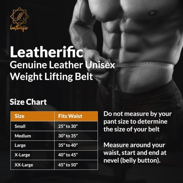 Premium Leather Weight Lifting Belt for Men & Women - 8MM Thick, 4" Wide, Heavy Duty Gym Belt with Steel Buckle for Weightlifting, Powerlifting, Strength Training, Squat or Deadlift Workout, Lower Back Support - Image 6