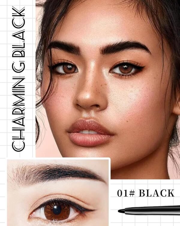 Black Gel Eyeliner for Older Women,Gel Eye Liner Pencil Waterproof Smudgeproof,Retractable Matte Cream Eyeliner Waterline With Sharpener Retractable Eyebrow Liner Makeup Pen Mature Women Sensitive Eye - Image 3