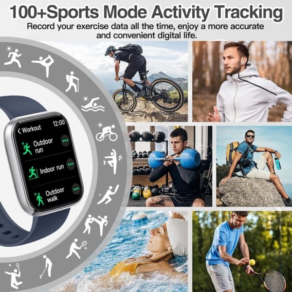 Smart Watch for Men Women with Bluetooth Call,Alexa Built-in Smartwatch,1.83"DIY Dial Fitness Watch with Sleep Heart Rate SpO2 Monitor,100+ Sport Mode,IP68 Waterproof Watch Compatible with Android iOS - Image 7