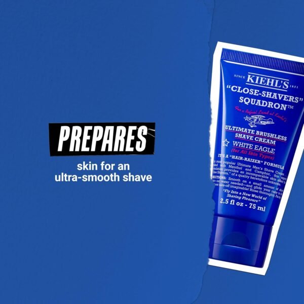 Kiehl's Ultimate Brushless Shave Cream with Menthol White Eagle, for All Skin Types, with Menthol & Camphor, Instant Refreshing & Cooling Effect, Minimizes Irritation, Primes Skin for Close Shave - Image 5