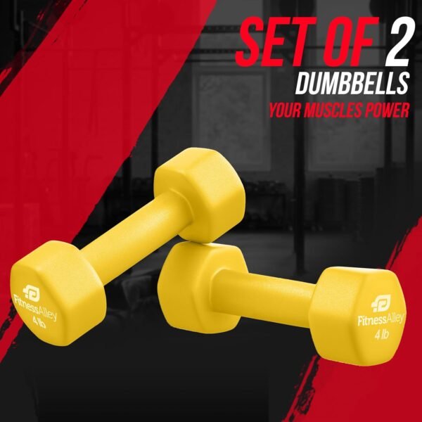 Neoprene Coated Workout Dumbbells set of 2 – Anti Roll, Non Slip with Smooth Grip Fitness & Exercise Dumbbells – Hexagon Shaped Hand Weights for Women & Men – Best Choice for Gyms & home use - Image 3