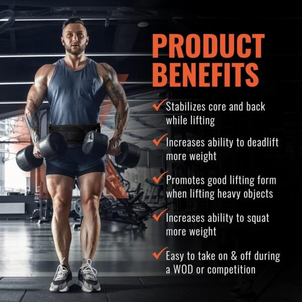 Weight Lifting Belt for Men and Women, 6 Inch, Bodybuilding & Fitness Back Support for Cross Training Workout, Squats, Lunges - Image 5