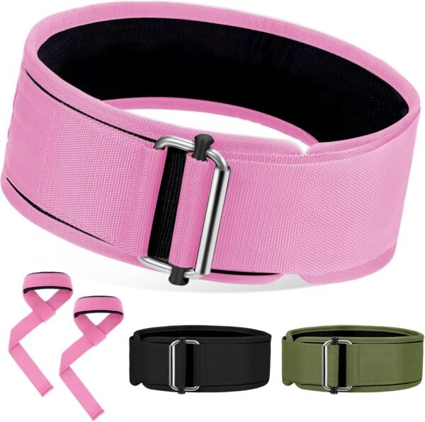 Weight Lifting Belt and Lifting Straps: Weightlifting Gym Belt for Men Women Deadlift Squats Belt for Bodybuilding Workout - Image 2